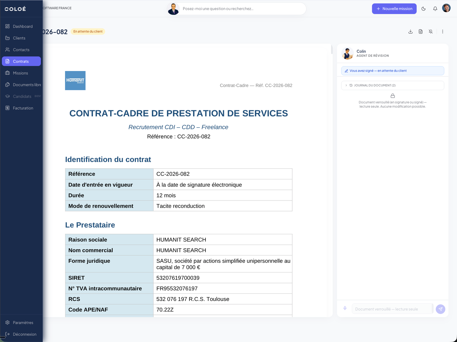 Coloé — étape Signer 2